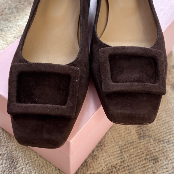 ANN MASHBURN Buckle Shoe Dark Brown Suede Heels - Picture 9 of 13
